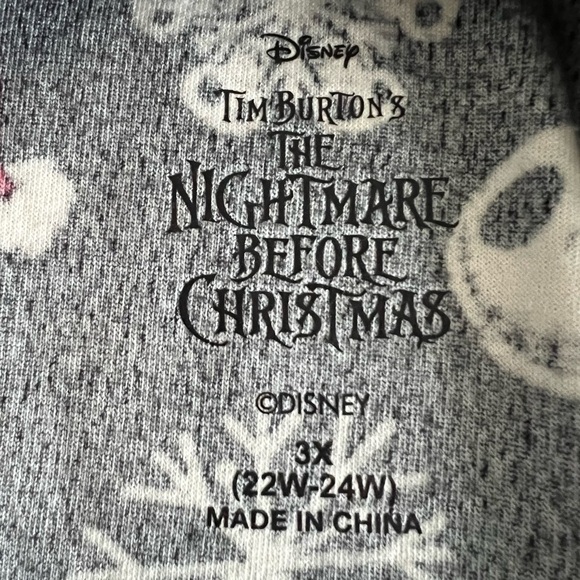 Nightmare Before Christmas Jack Skellington Santa Hat Fleece Pajama Top Size 3X - Picture 8 of 10